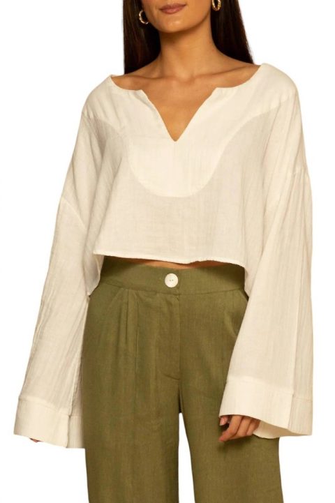 Riley Bell Sleeve Top In Bright White