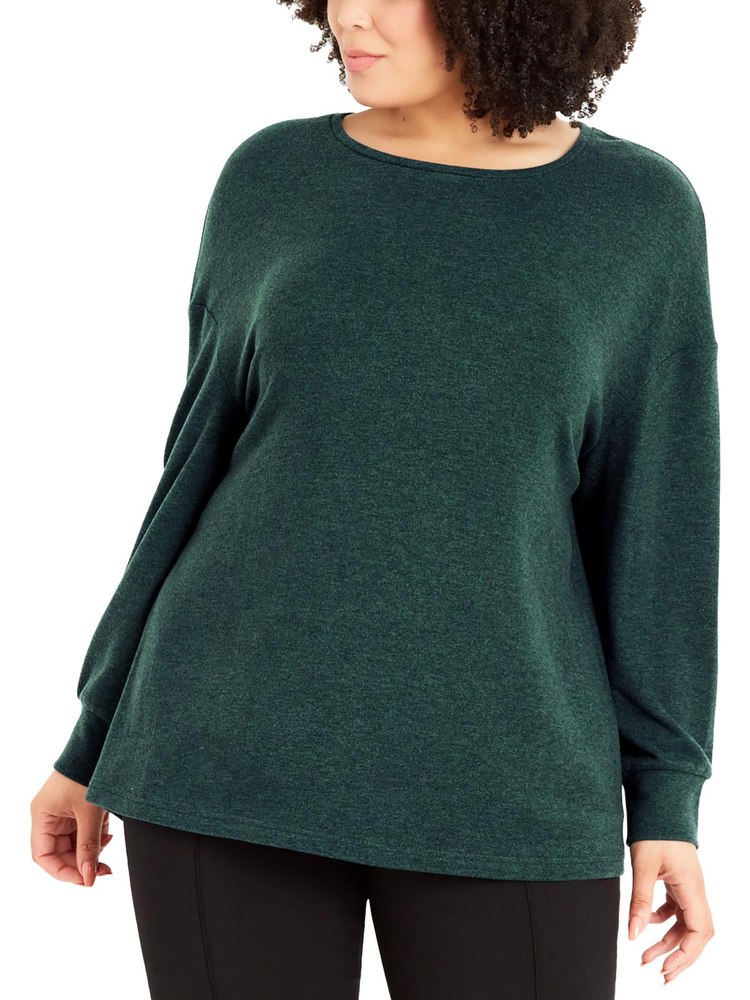 Plus Womens Polyester Soft Knit Pullover Top