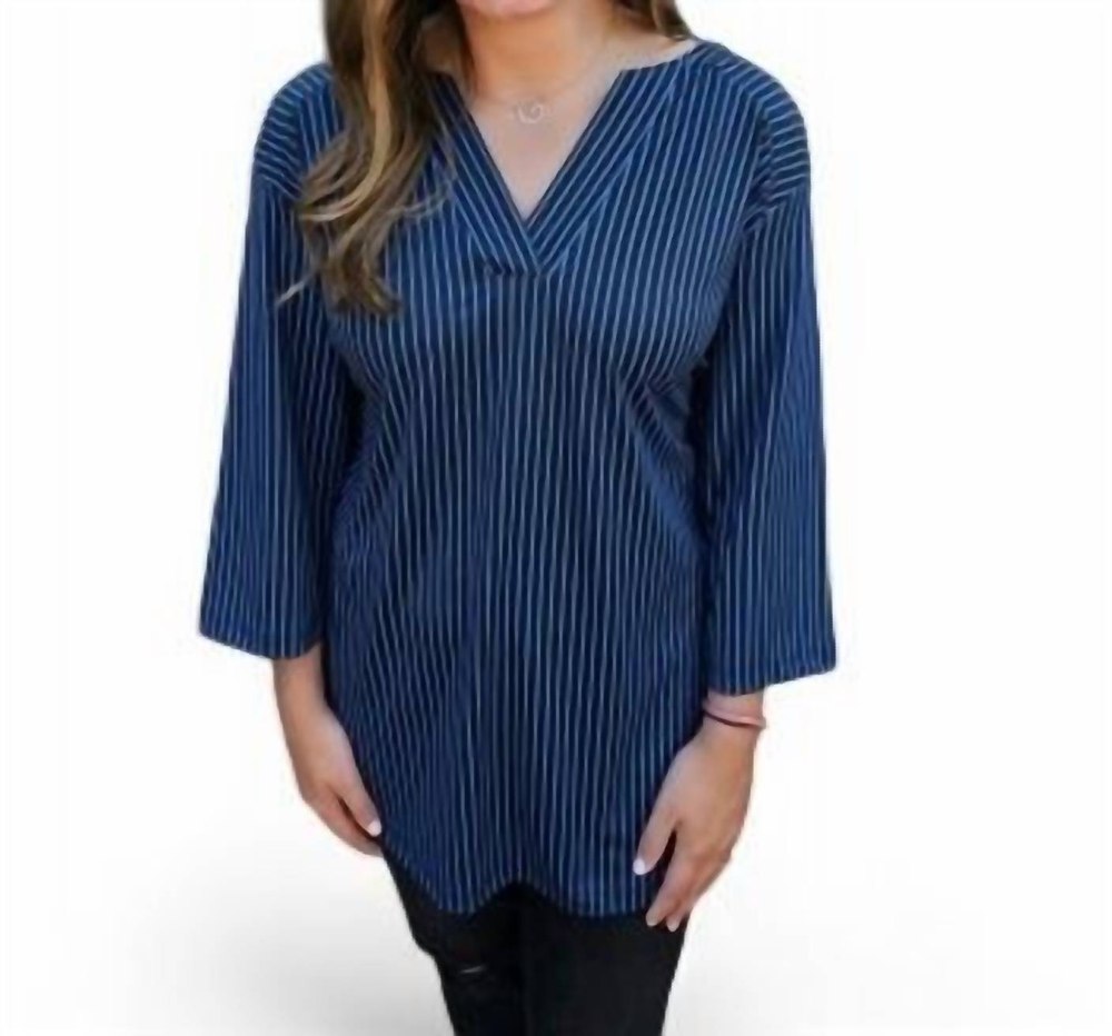 Stripe Top In Black/blue