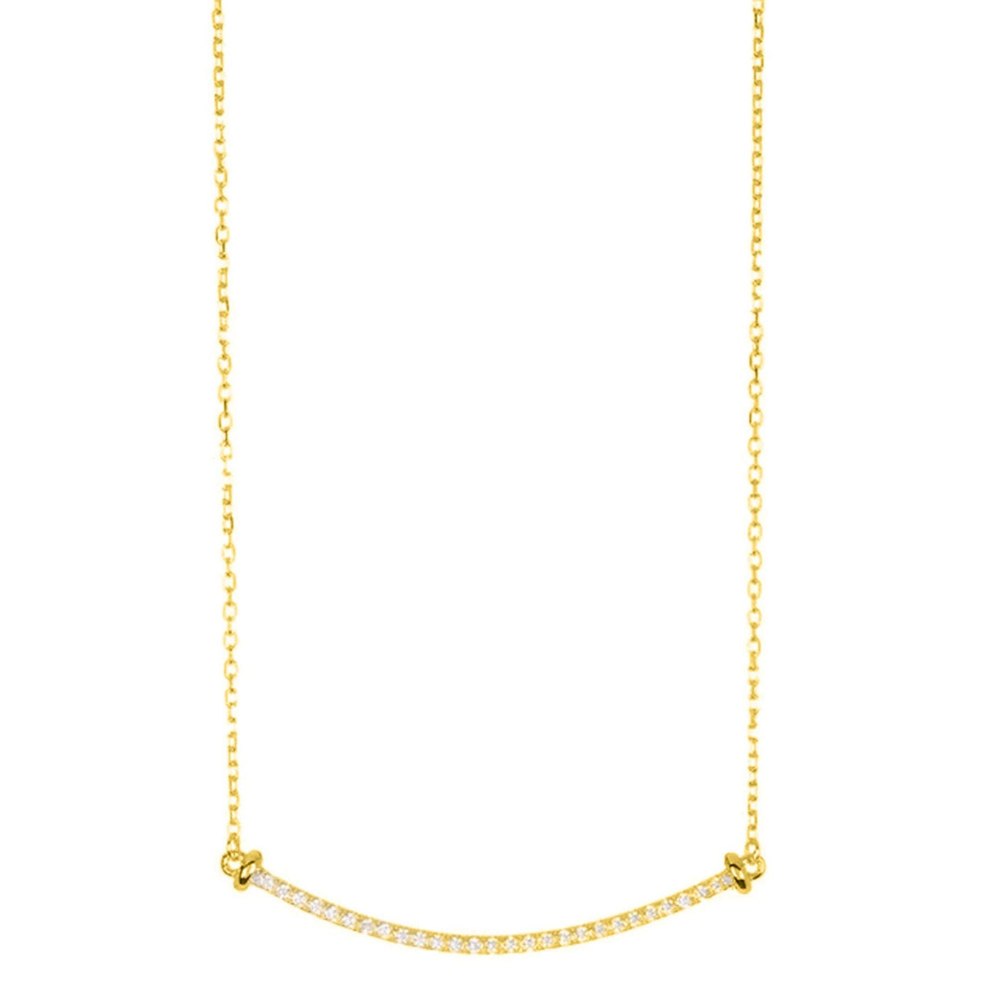 14k Gold Plated Curved Bar Necklace