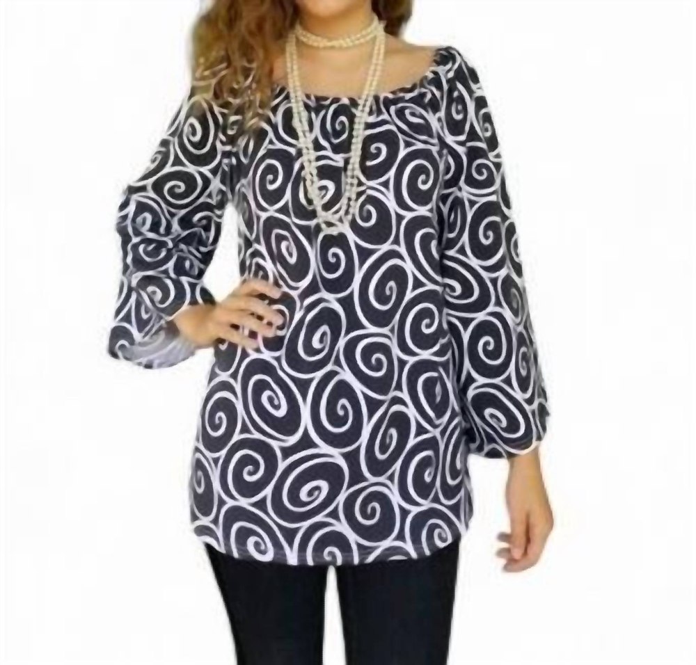 Swirl Babydoll Top In Black/white