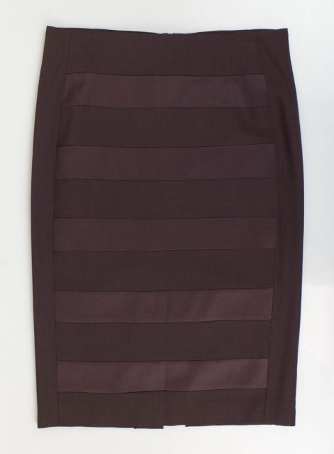 Brown Wool Blend Pencil Skirt