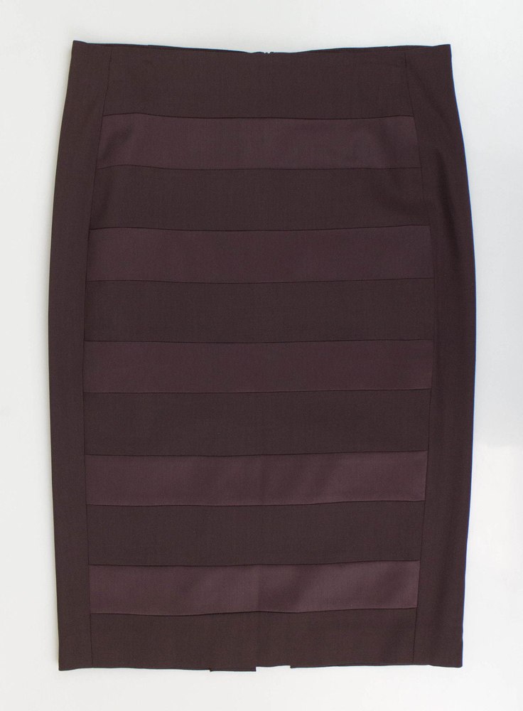 Brown Wool Blend Pencil Skirt