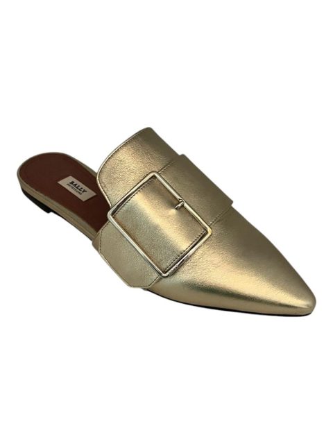 Bally Hamelin 6223284 Ladies Champagne Leather Buckled Mules