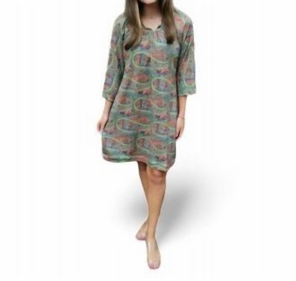 Paisley Babydoll Dress In Geen Multi