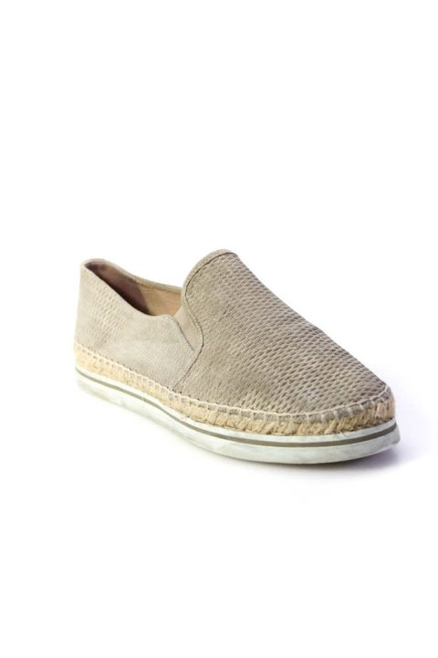 Jimmy Choo Womens Suede Round Toe Slip On Espadrille Flats Gray