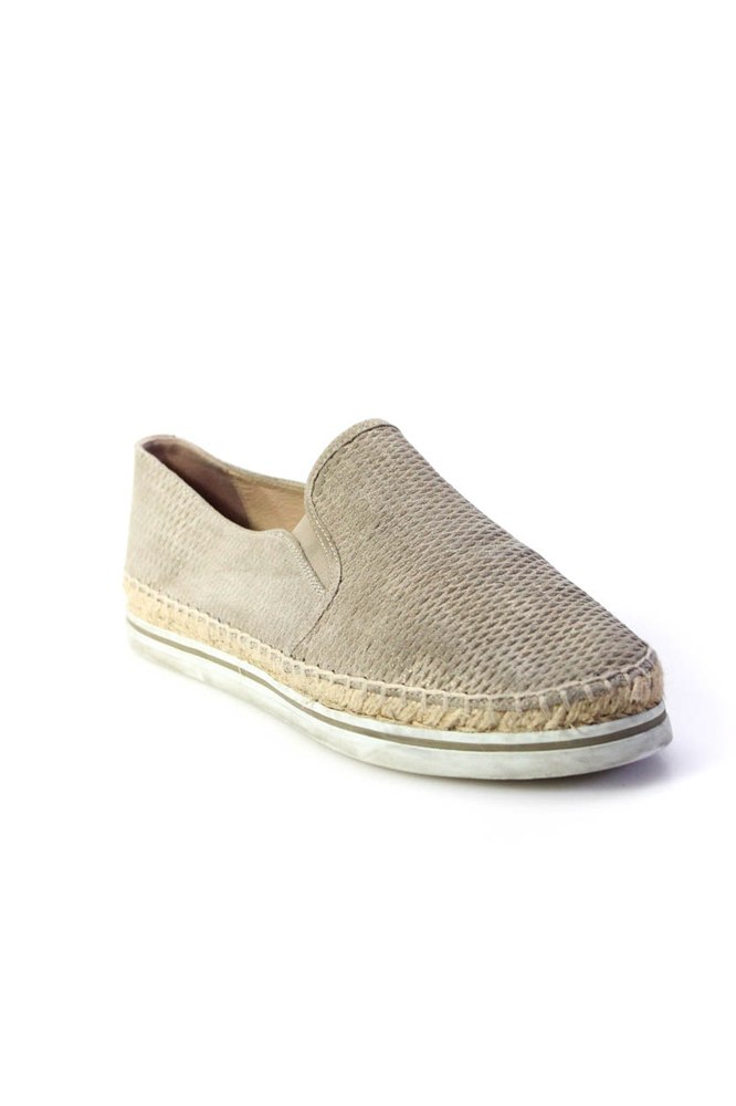 Jimmy Choo Womens Suede Round Toe Slip On Espadrille Flats Gray