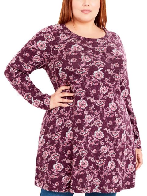Plus Womens Viscose Round Neckline Pullover Top