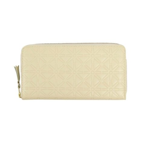Leather Star Embossed Wallet – Cream