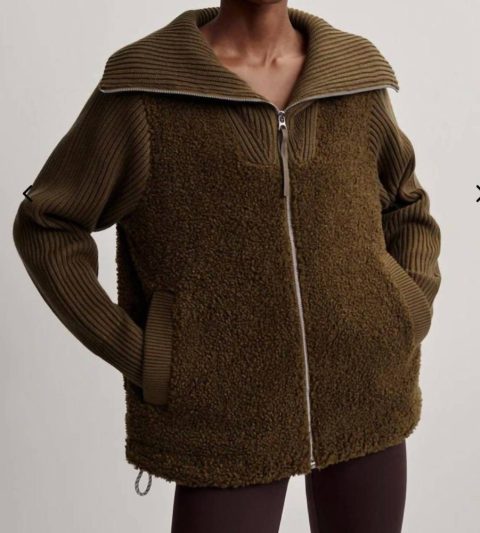 Ardley Zip Through Knit Jacket In Dark Olive
