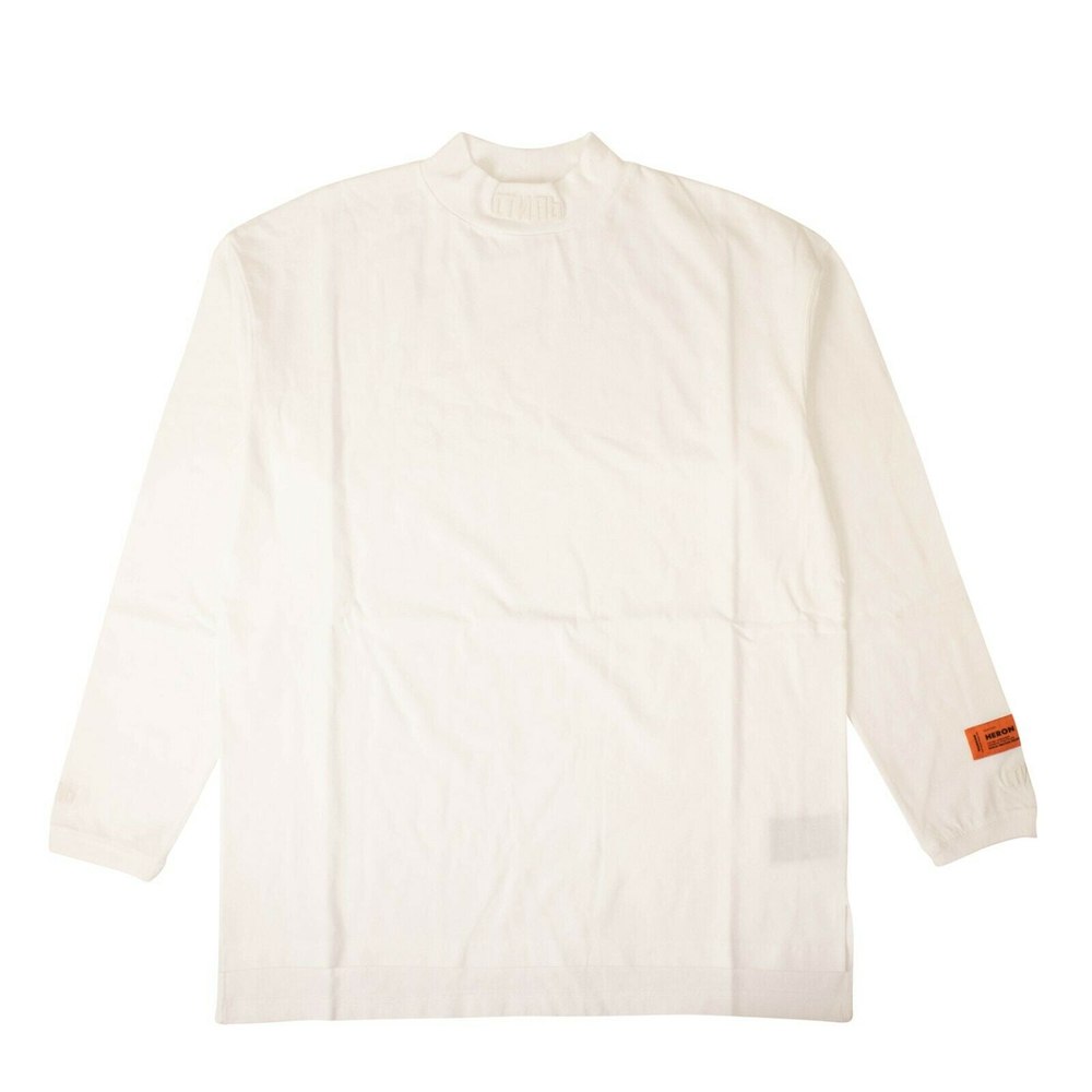 White Logo Turtleneck Long Sleeve T-Shirt