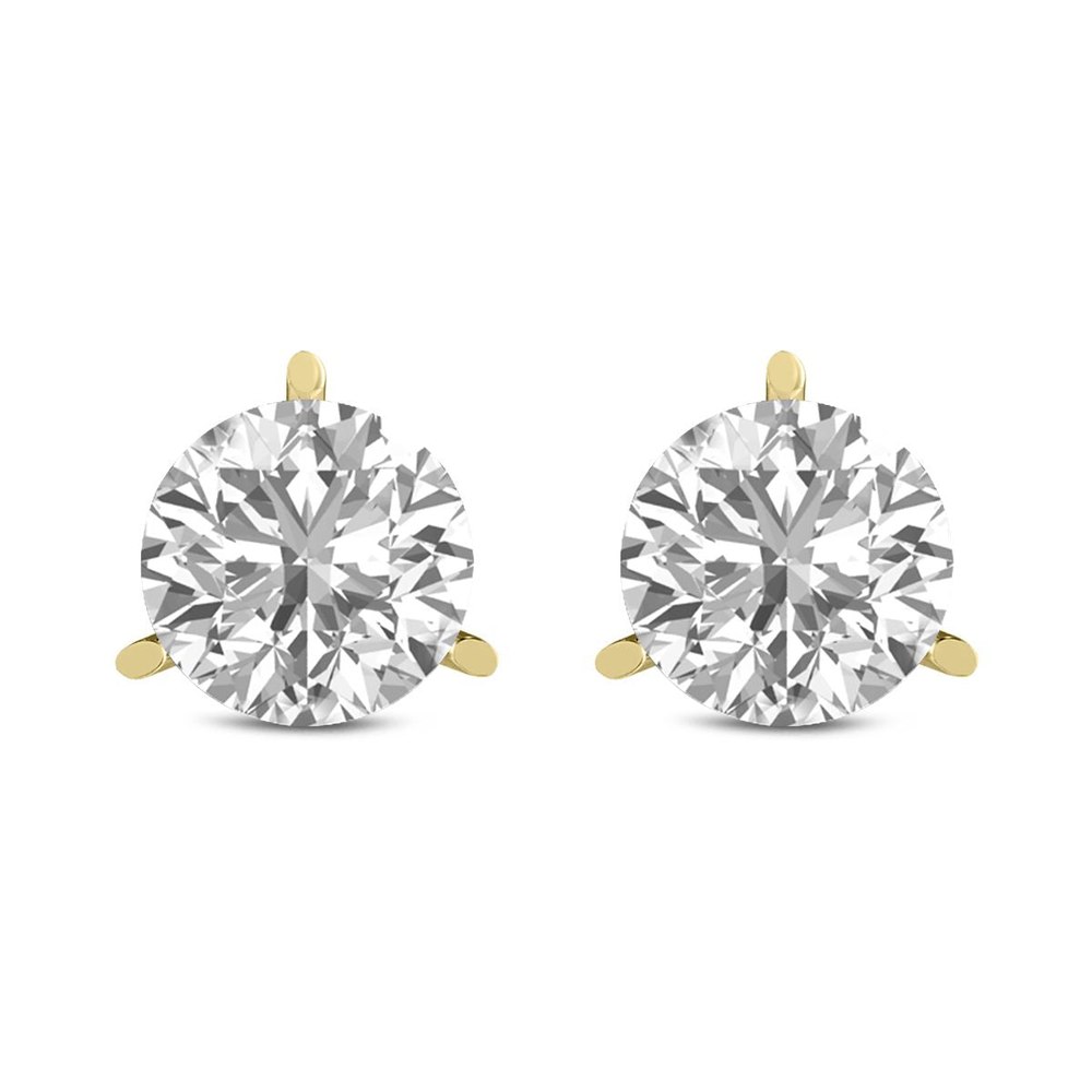 Diana M Lab 3.0ct TW 3prong Martini Studs Earring in 14K Gold