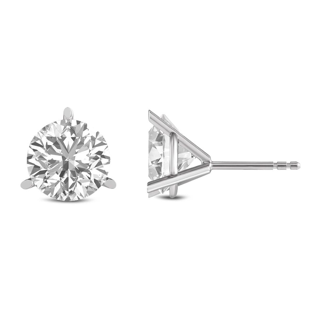 Diana M Lab 1.50ct TW 3prong Martini Studs Earring in 14KT WHITE Gold
