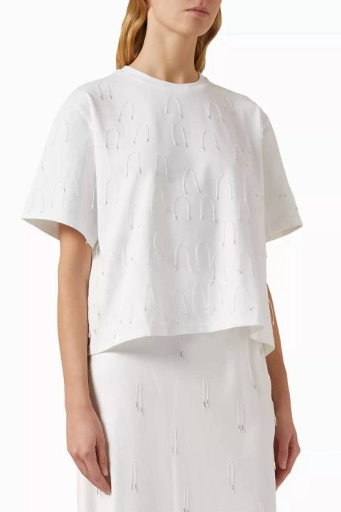 Amaru Embellished Tee In White 7732546928700