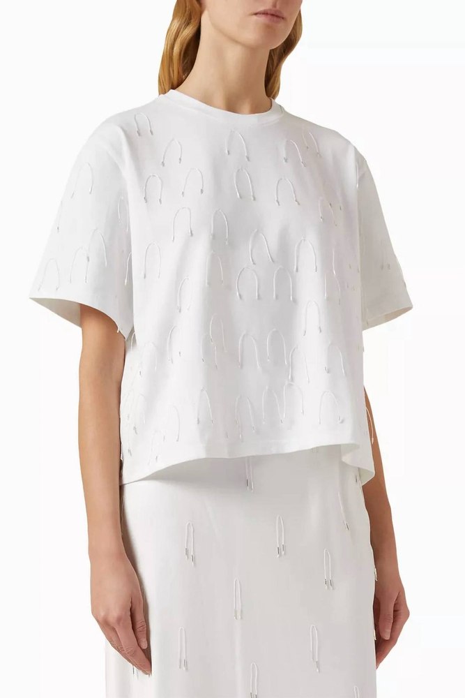 Amaru Embellished Tee In White 7732546928700