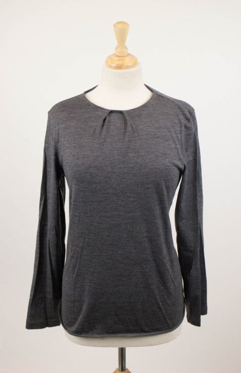 Woman’s Gray Wool Blend Blouse Shirt Top