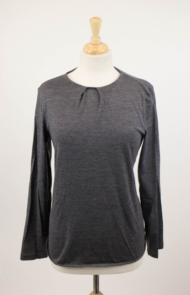 Woman’s Gray Wool Blend Blouse Shirt Top