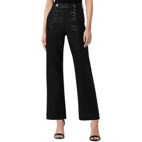 Savannah  Mid Rise Button Detail Wide Leg Jeans