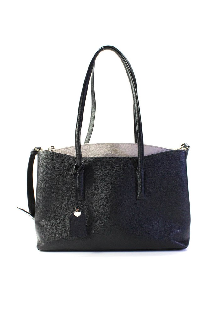 Kate Spade Womens Leather Two-Toned Zip Up Top Handle Shoulder Bag Black