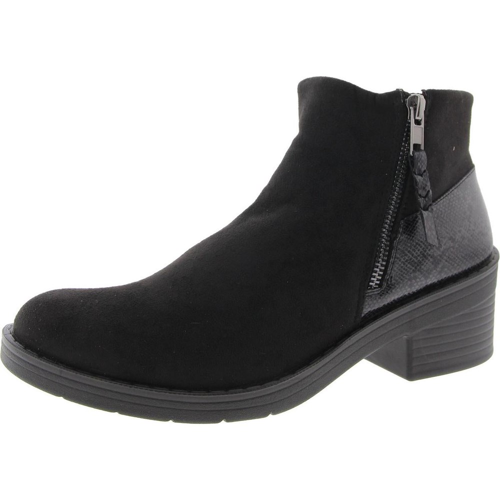 Outgoing Faux Suede Snake Print Ankle Boots