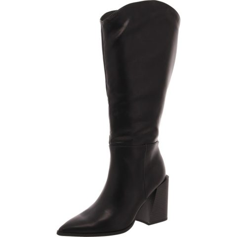 Tati Block Heel Faux Leather Knee-High Boots