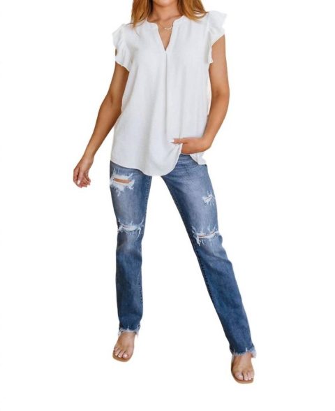 Someday Maybe Flutter Sleeve Top In Ivory 7732550074428
