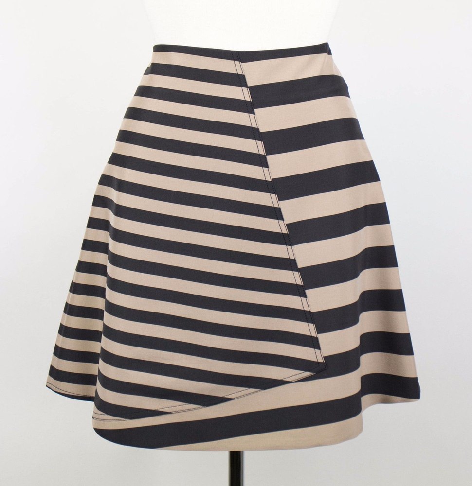 Women’s Brown Striped Silk Blend Flare Skirt