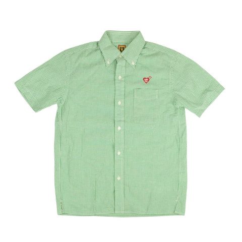 Green Seersucker Check Short Sleeve Shirt