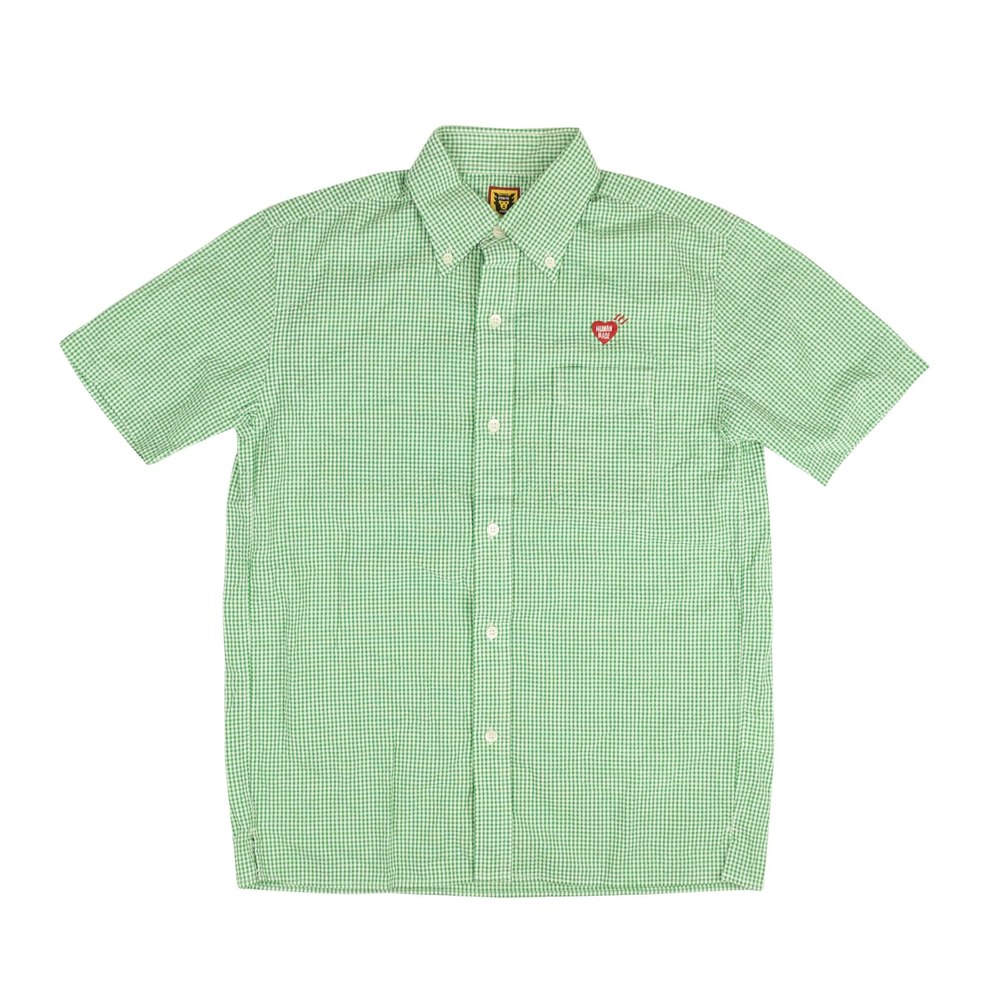 Green Seersucker Check Short Sleeve Shirt
