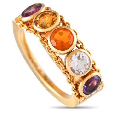 Chaumet 18K Yellow Gold Diamond and Multi-Color Gemstone Ring CH11-072624 7733260058684