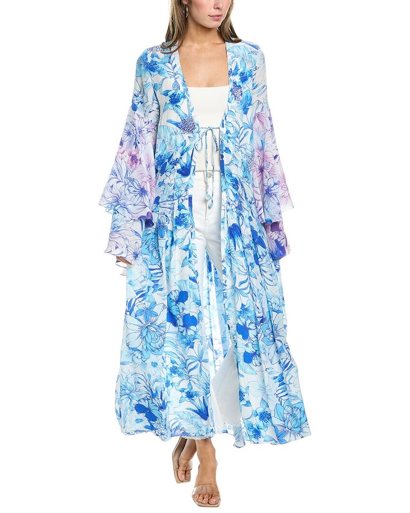 Rococo Sand Tiered Bell-Sleeve Wrap Dress