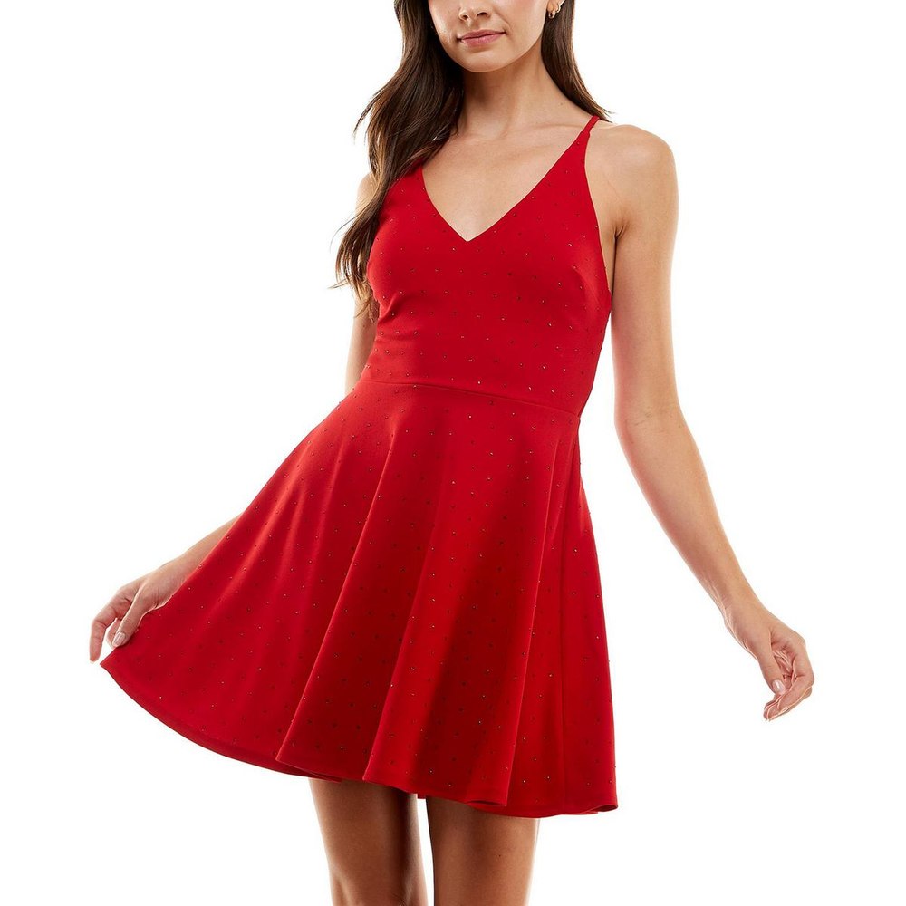 Juniors Padded Bust Mini Fit & Flare Dress