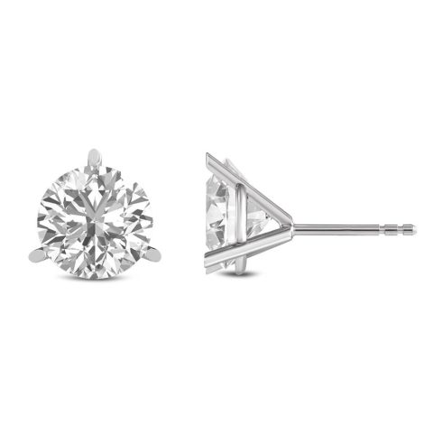 Diana M Lab 3/4ct TW 3prong Martini Studs Earring in 14KT WHITE Gold