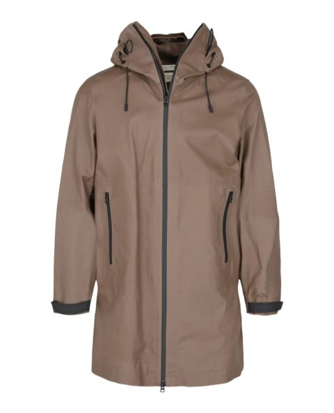 Long Leather Hooded Jacket