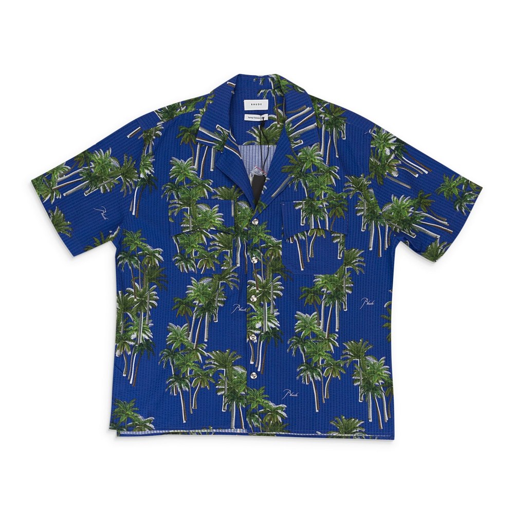 SEARSUCKER HAWAIIAN BLUE/GREEN BUTTON-UP SHIRT 7733263990844