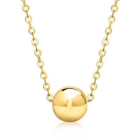 RS Pure by Ross-Simons Italian 14kt Yellow Gold Bead Necklace 7733294891068