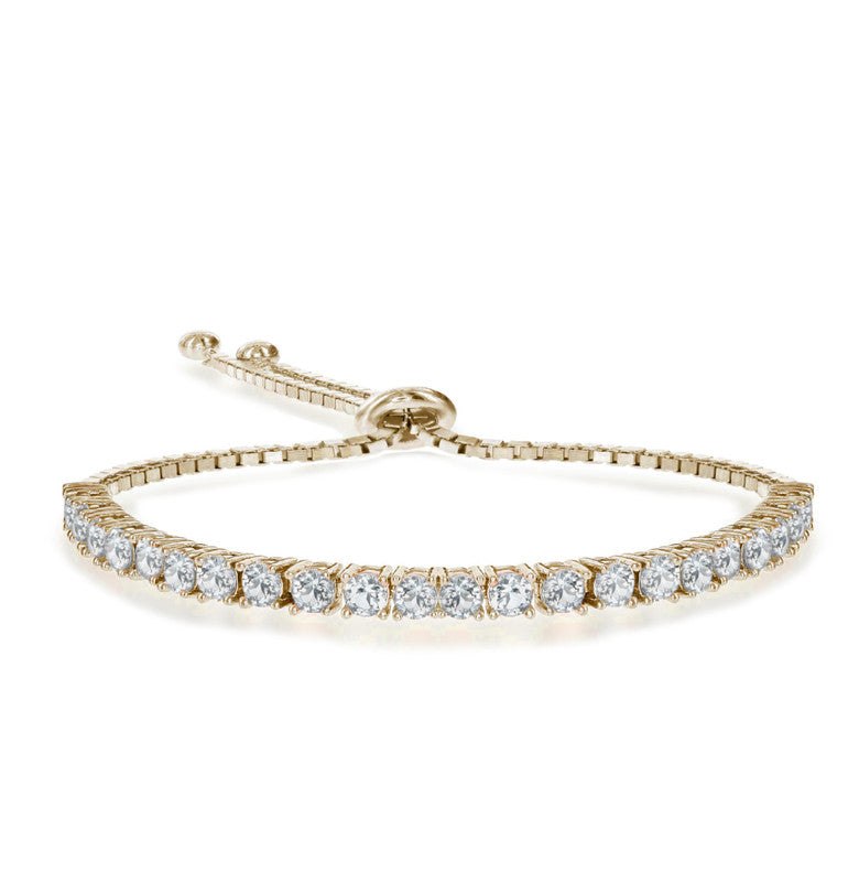 Bolo Adjustable Bracelet with Round Clear Cubic Zirconia 7733295579196