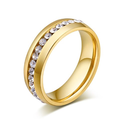 18K Gold Sleek Embellished Eternity Band Ring 7733298462780