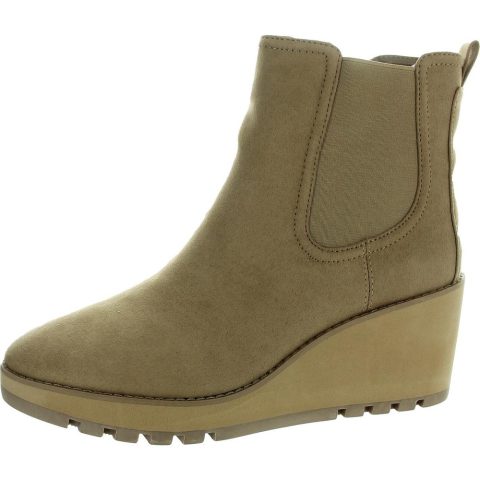 Portia Zipper Microfiber Wedge Boots