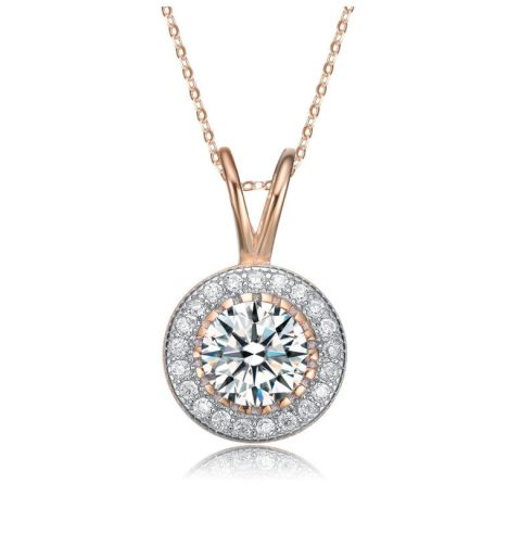Classy Round Pendant Necklace with Clear Cubic Zirconia 7733294792764