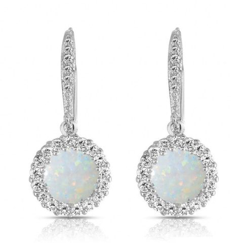 Sterling Silver with Colored Cubic Zirconia Drop Euro Earrings 7733301641276