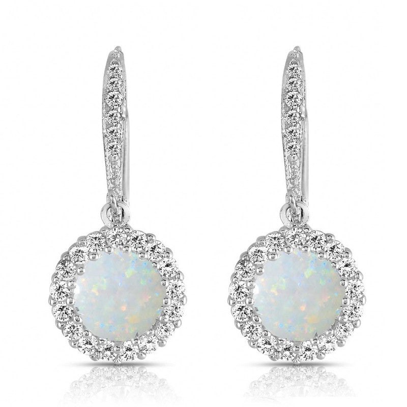 Sterling Silver with Colored Cubic Zirconia Drop Euro Earrings 7733301641276