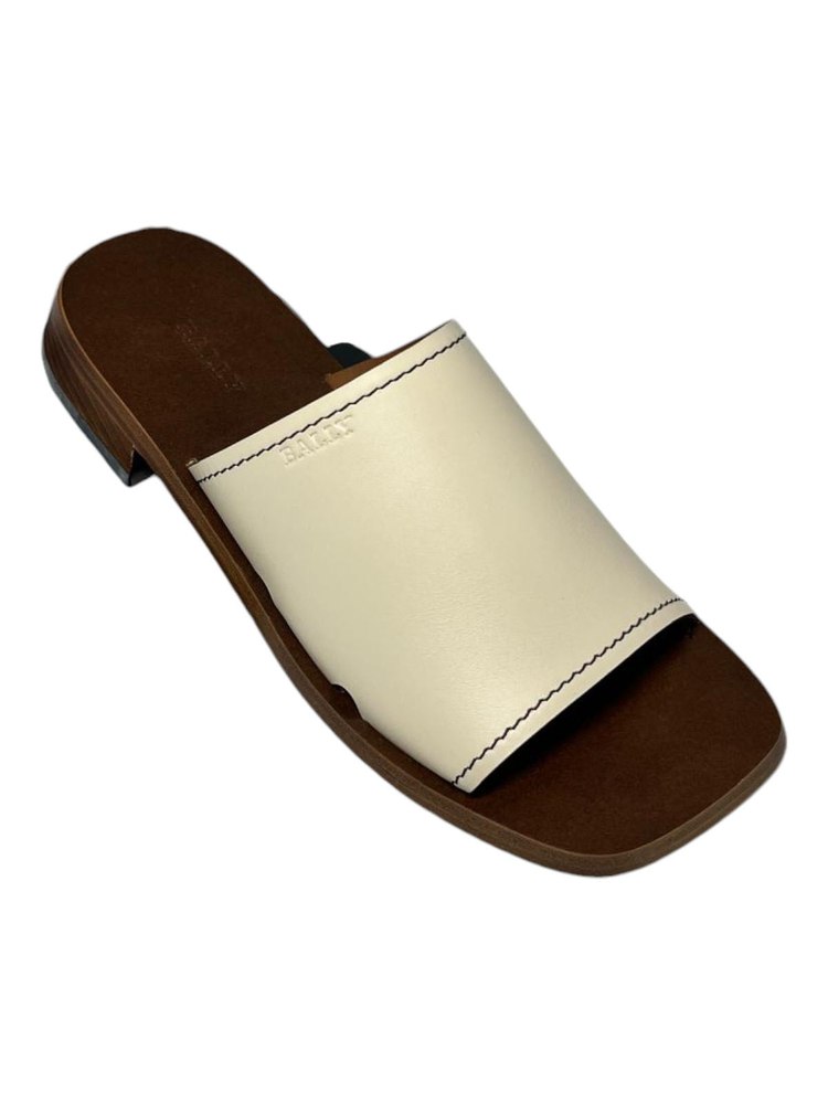 Bally Ofera 6225850 Ladies Bone Plain Leather Flat Sandals