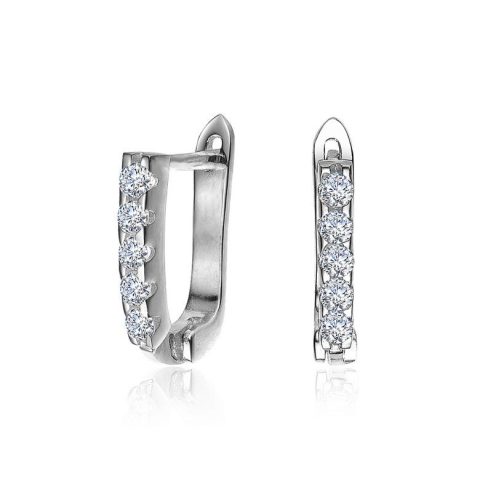 Beautiful 13mm U Shaped Clear Cubic Zirconia Hoop Earrings 7733302231100