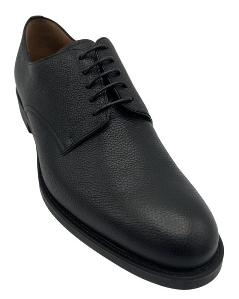 Bally Albin 6230187 Men’s Black Bovine Grained Leather Derby Shoes