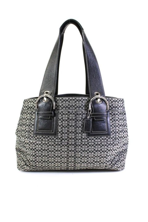 Coach Womens Logo Print Adjustable Strap Shoulder Bag Purse Gray