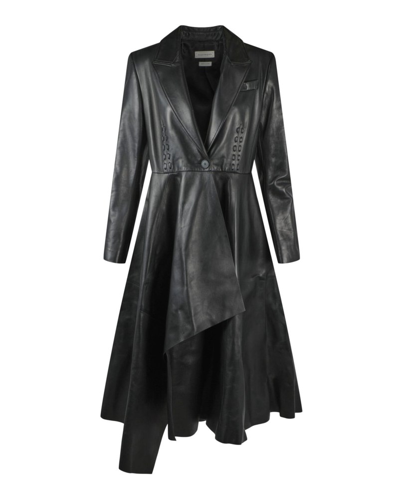 Couture Stitched Leather Coat 7733551267900