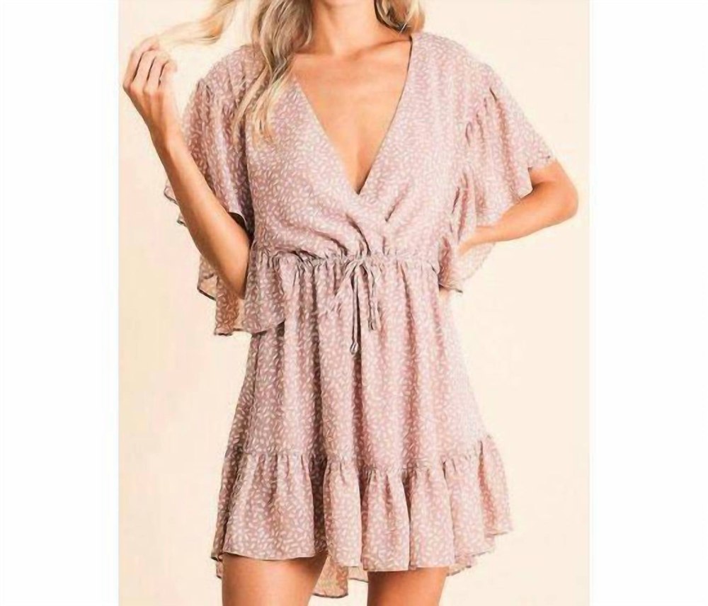 Go With The Flow V Neck Dress In Blush