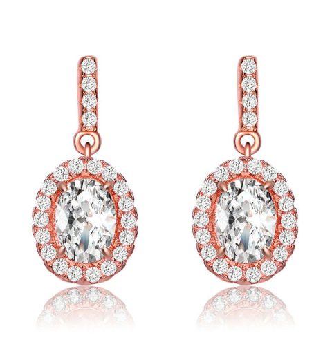 18k Rose Gold Plated with Colored Cubic Zirconia Dangle Earrings 7733309014076