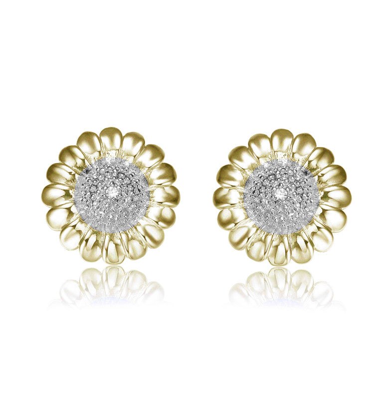 Sterling Silver with Clear Round Cubic Zirconia Stud Earrings 7733308457020